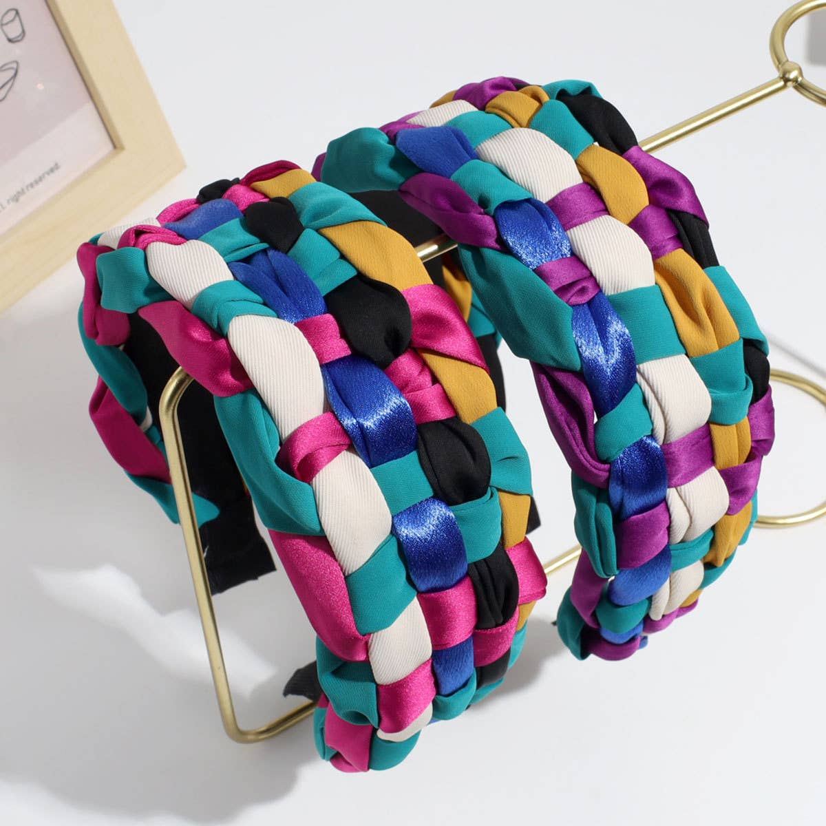 BOHEMIAN WIDE-BRIMMED COLORFUL TWIST HEADBAND_CWAHA2193