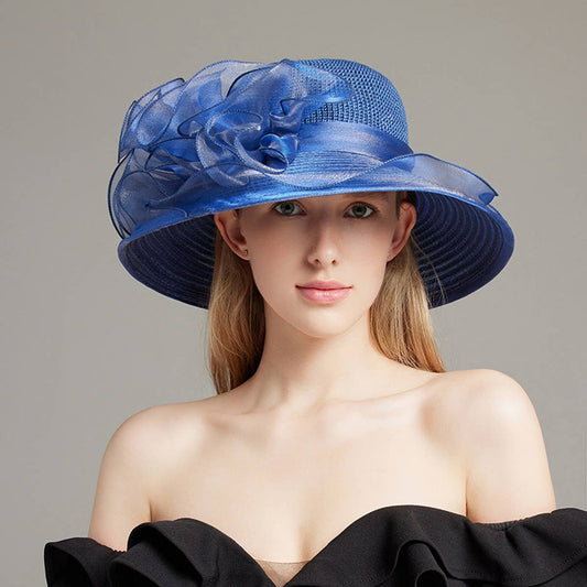 WOMEN ORGANZA FLOWER SUNSCREEN HAT_CWAH1208