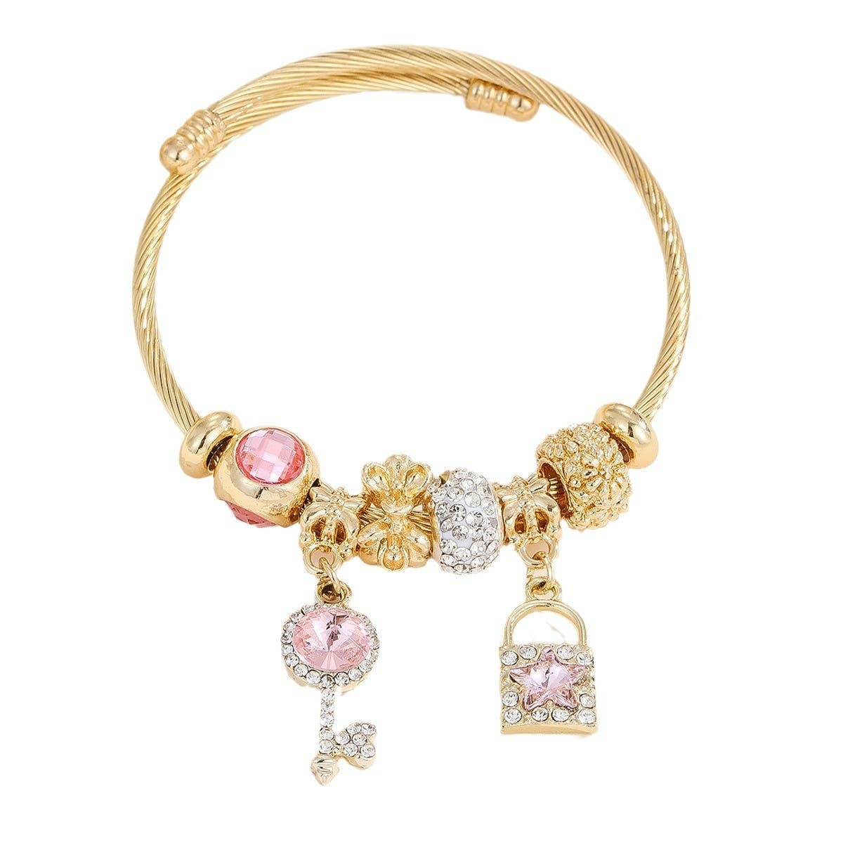 Trendy Stainless Steel Bracelet with Heart Charm