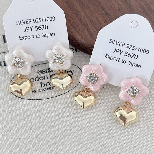 FASHION FLOWER HEART EARRINGS_CWAJE2044