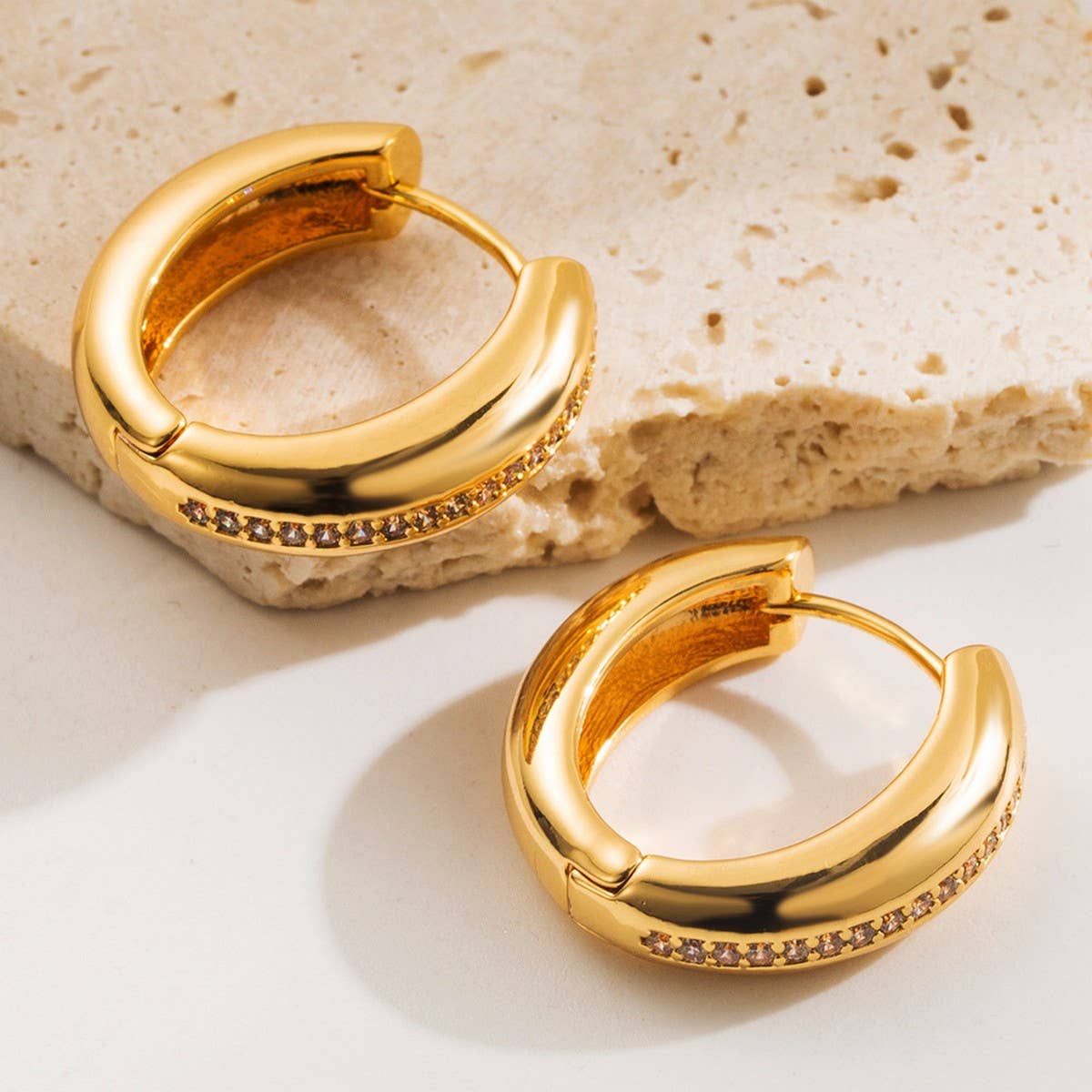 Minimalist Gold-Plated Hoop Earrings for Women