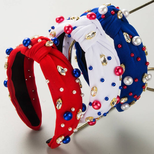 INDEPENDENCE DAY KNOTTED BEADED FASHION HEADBAND_CWAHA1262