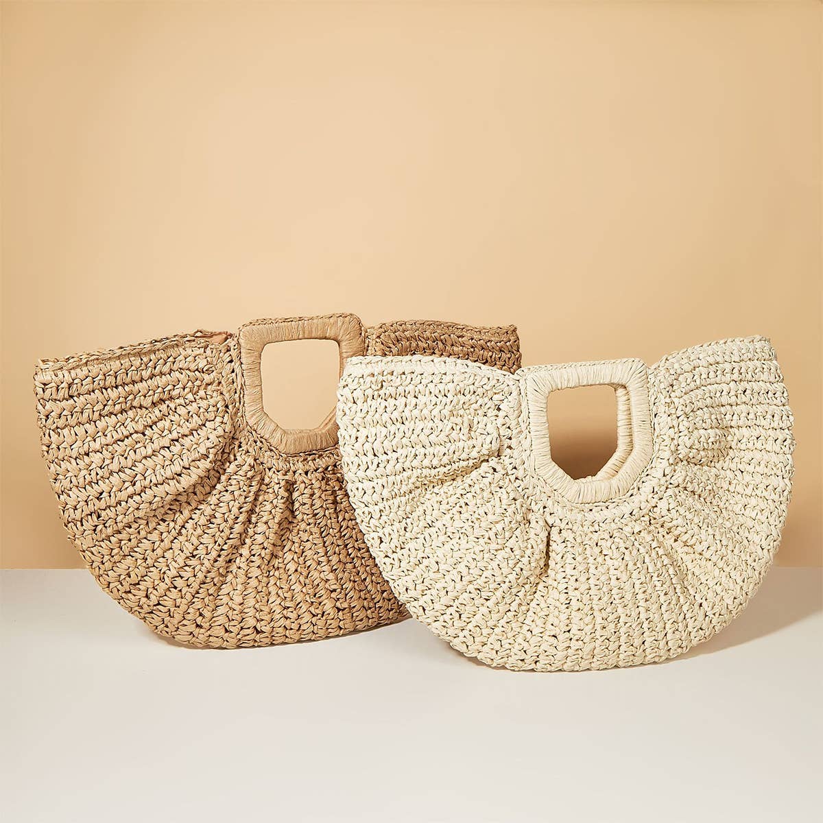 WOMEN PORTABLE MOON WOVEN STRAW BAG_CWAB0812