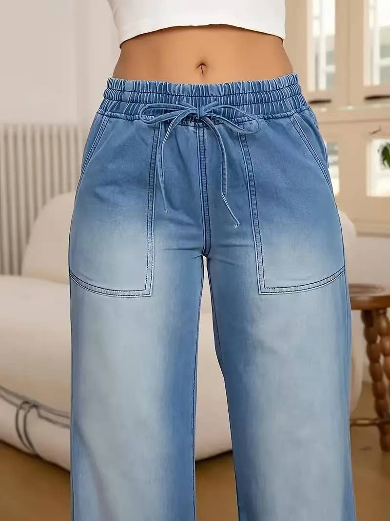 Loose,versatile,casual and trendy wide-leg jeans