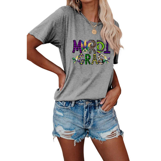 EASTER LOOSE PRINT ROUND NECK PULLOVER T SHIRT_CWTTS0798