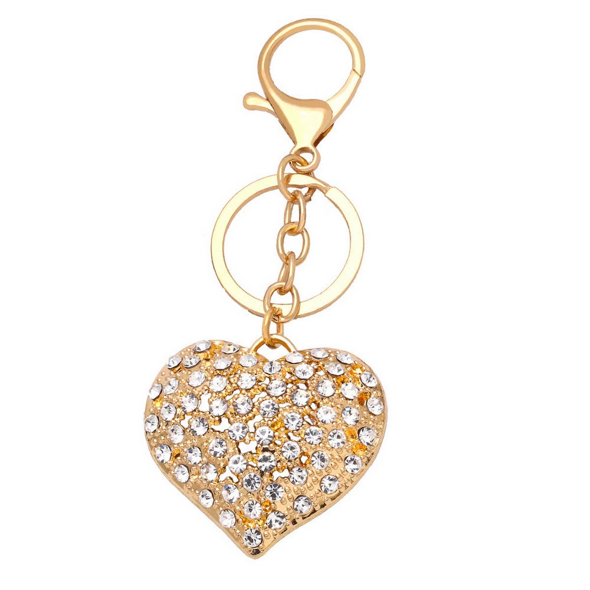 FASHIONABLE HEART-SHAPED CRYSTAL KEYCHAIN PENDANT
