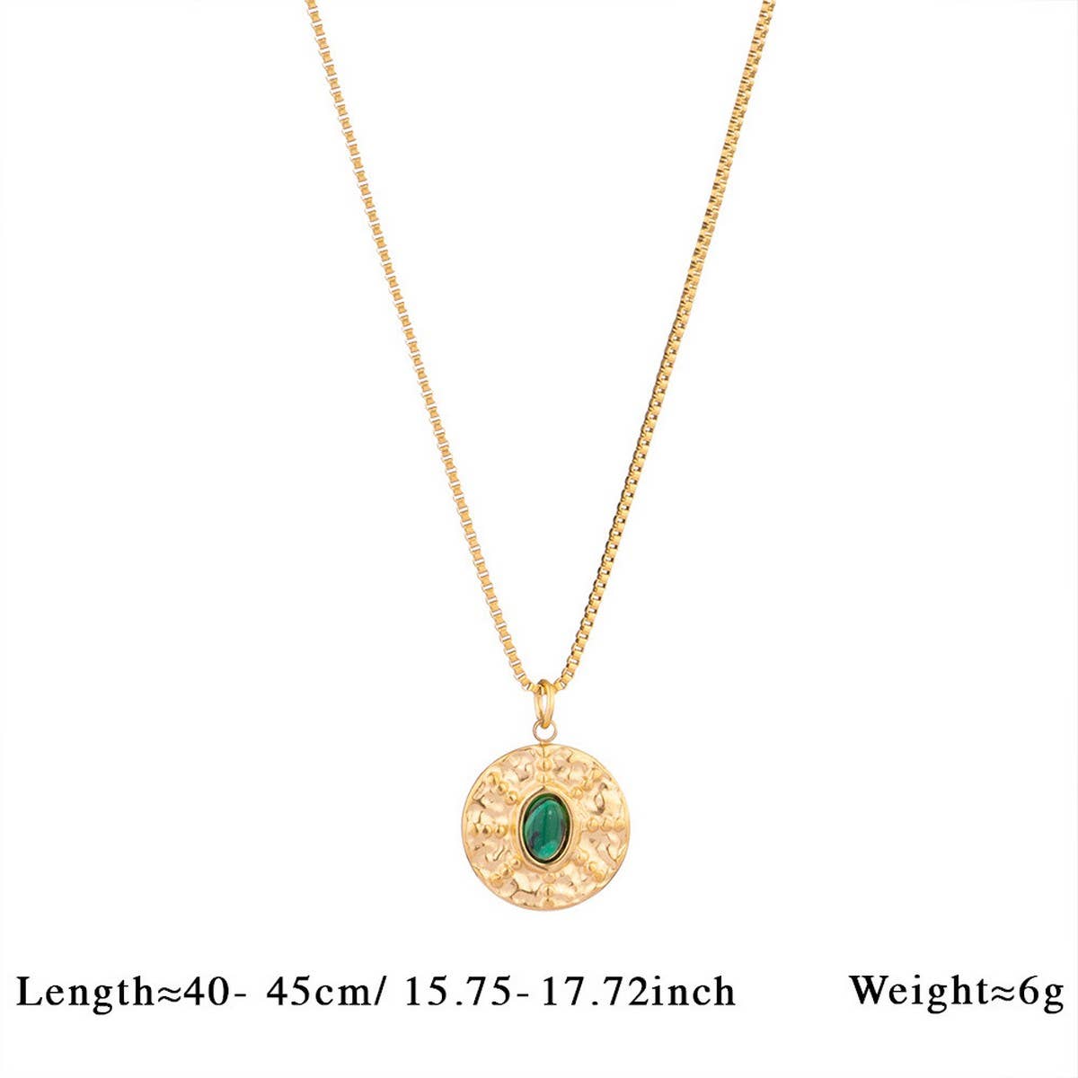 Vintage Stone Pendant Necklace Stainless Steel