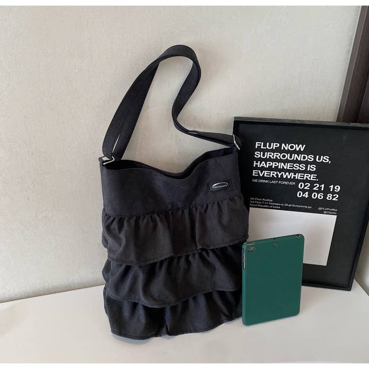 Lotus leaf pleats large-capacity crossbody bag