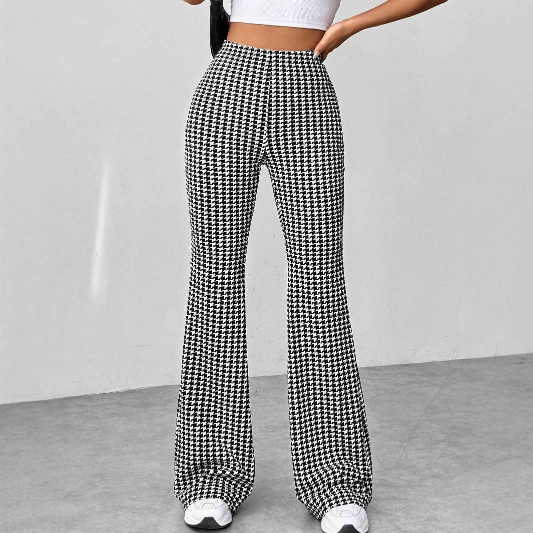 Thousand-bird high-waist slim-fit mini-pant