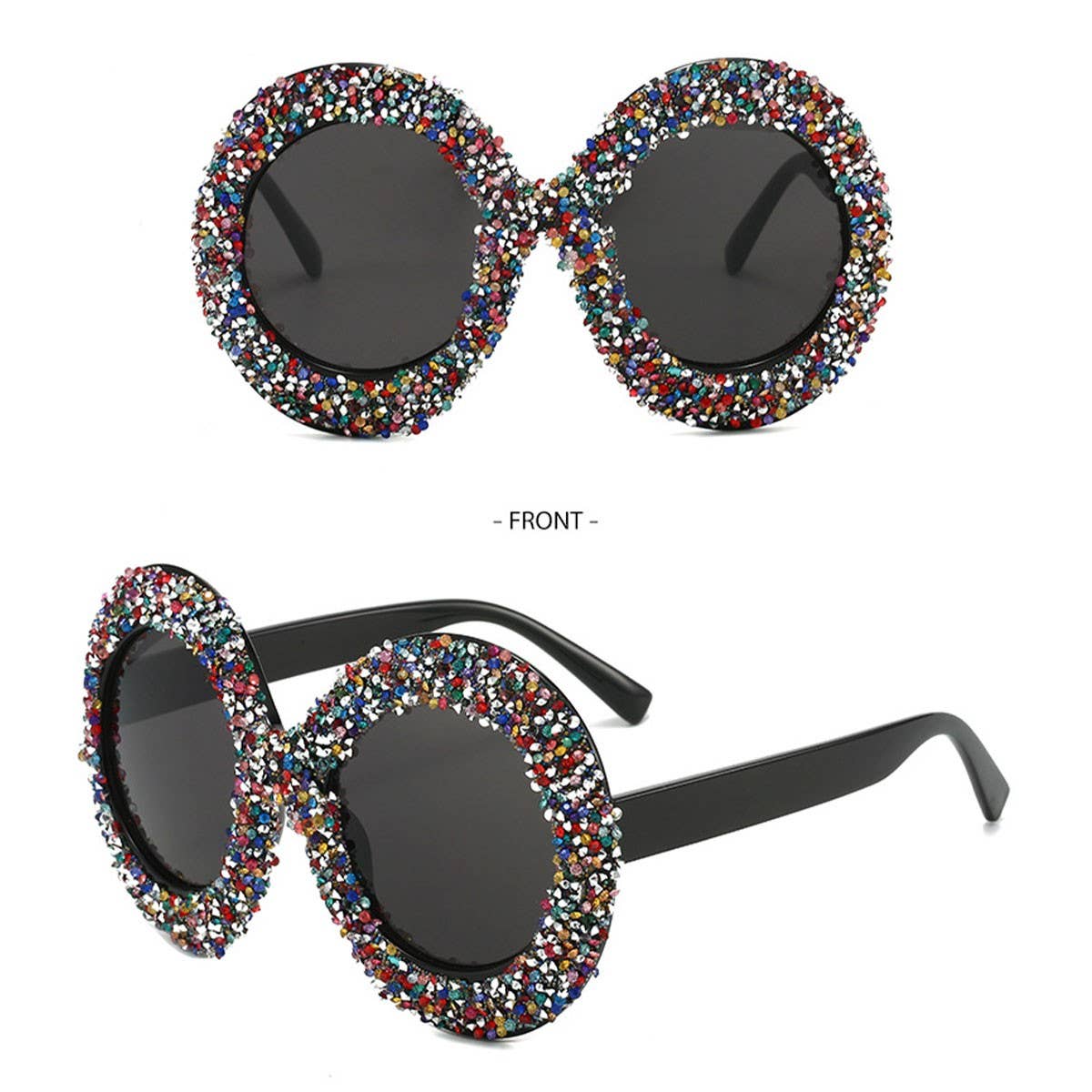 LARGE FRAME OVAL RHINESTONE SUNGLASSES
