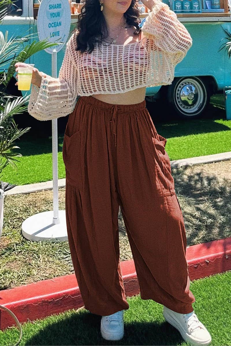 CWBLP0709_LOOSE CASUAL COTTON AND LINEN TROUSERS