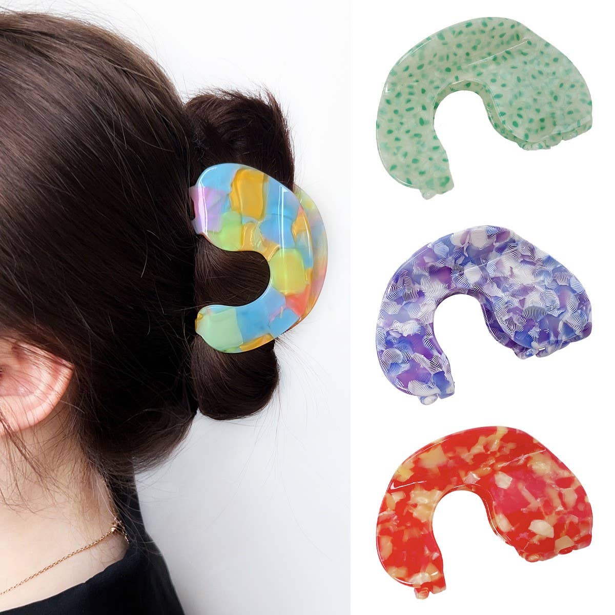 Elegant Acetate Hair Claw, Back Bun Shark Clip_CWAHA1594