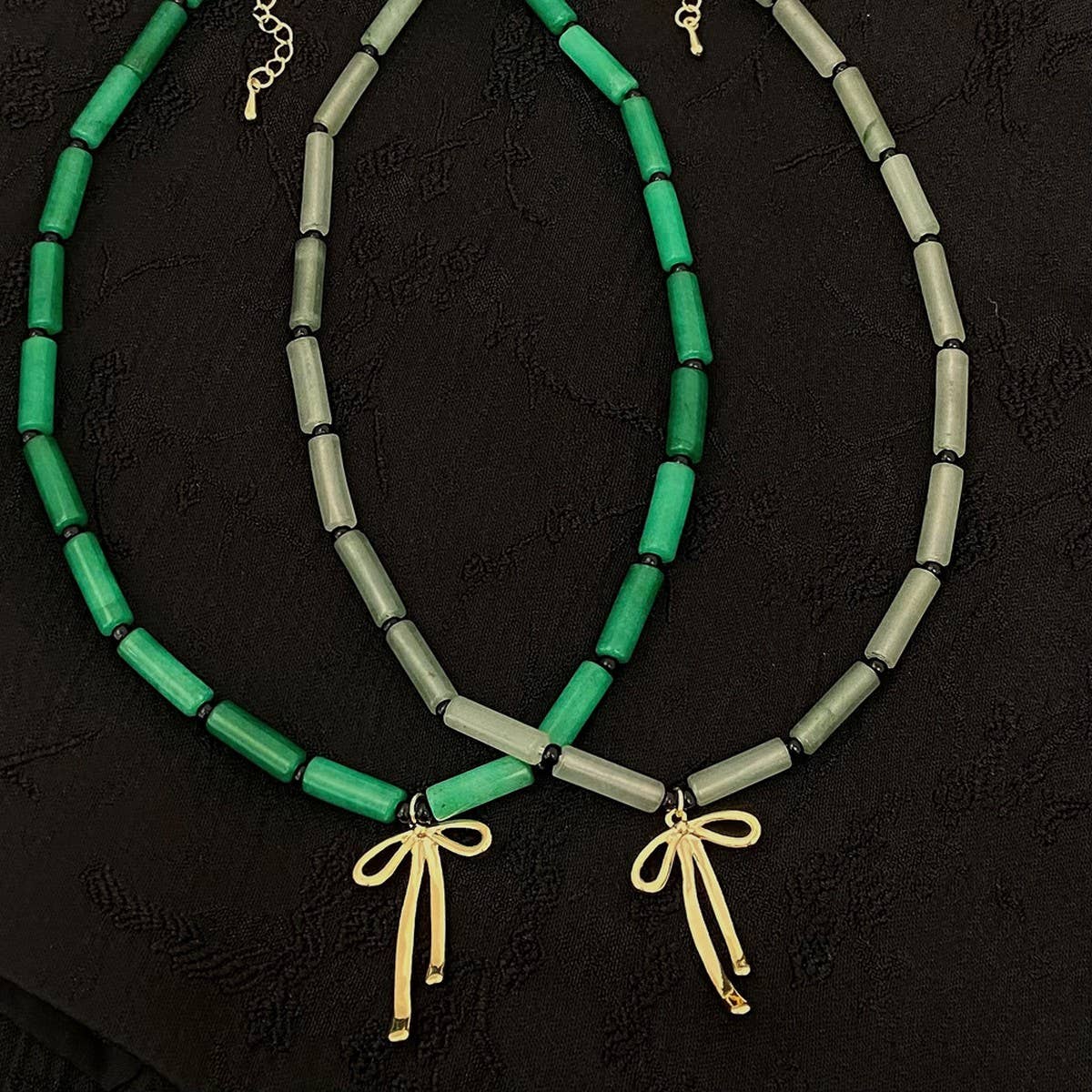 GREEN BAMBOO CHINESE STYLE NATURAL STONE NECKLACE