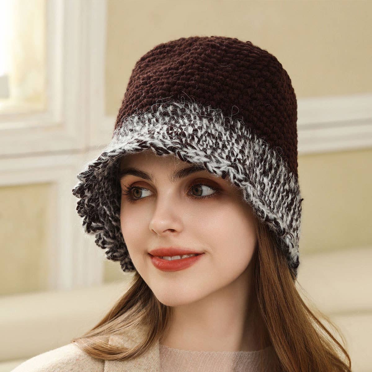 KNITTED BUCKET HAT WARM EAR PROTECTION BEANIE_CWAH1980