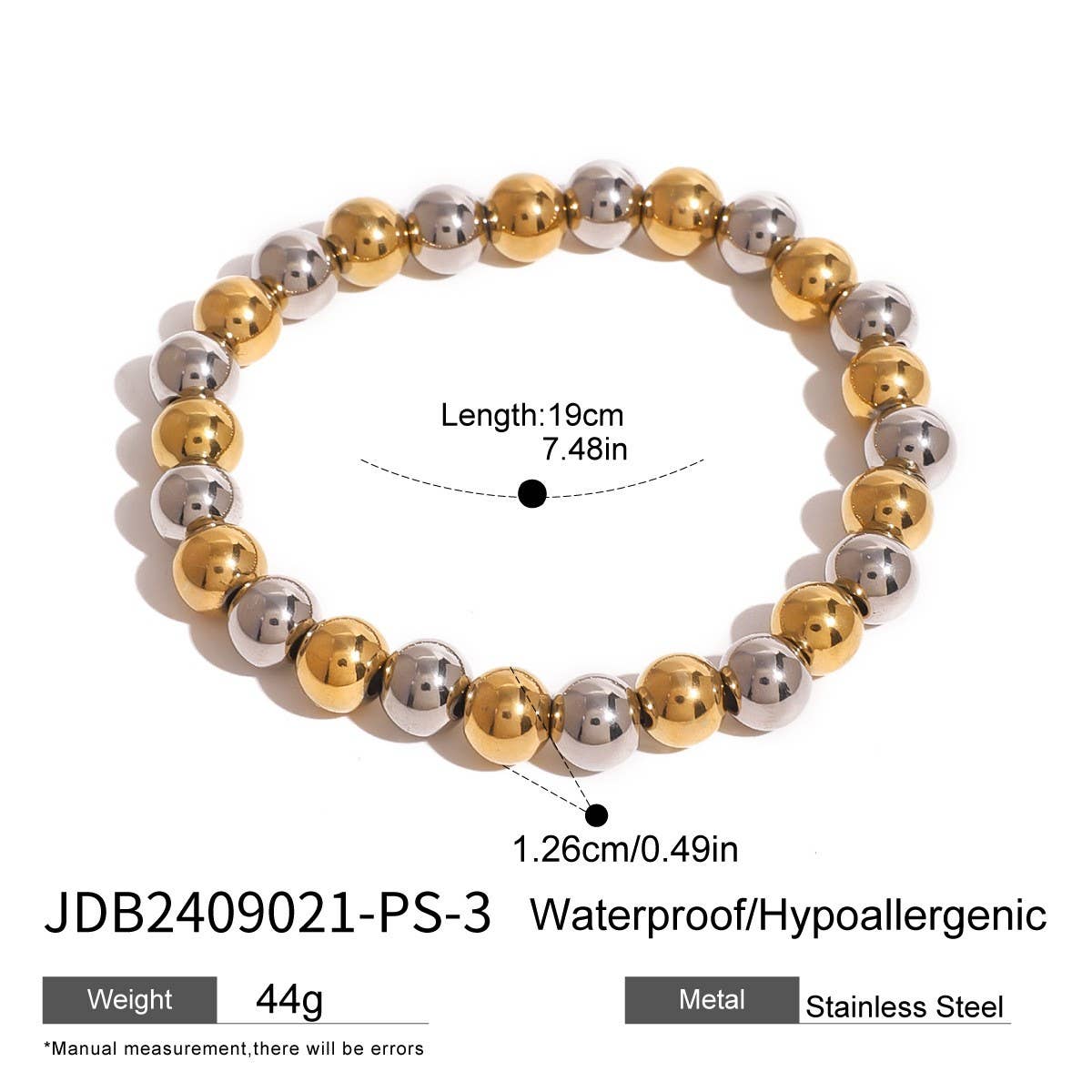 Designer Two-Tone Solid Bead Stretch Bracelet