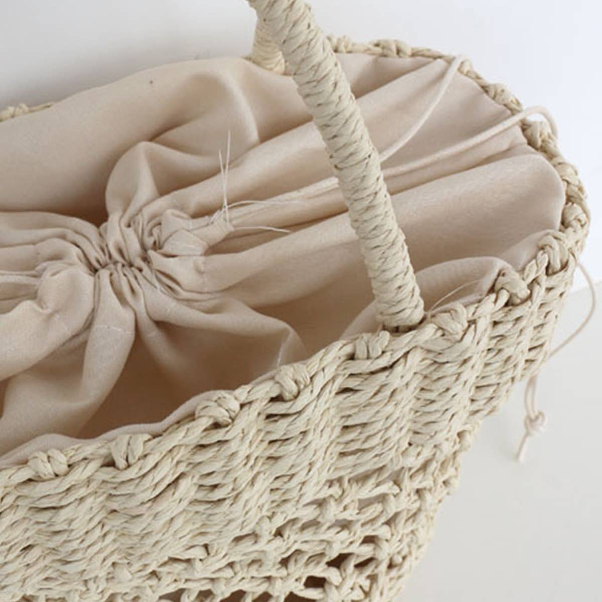 WOMEN CASUAL WOVEN STRAW BAG OVAL HANDBAG_CWAB0821