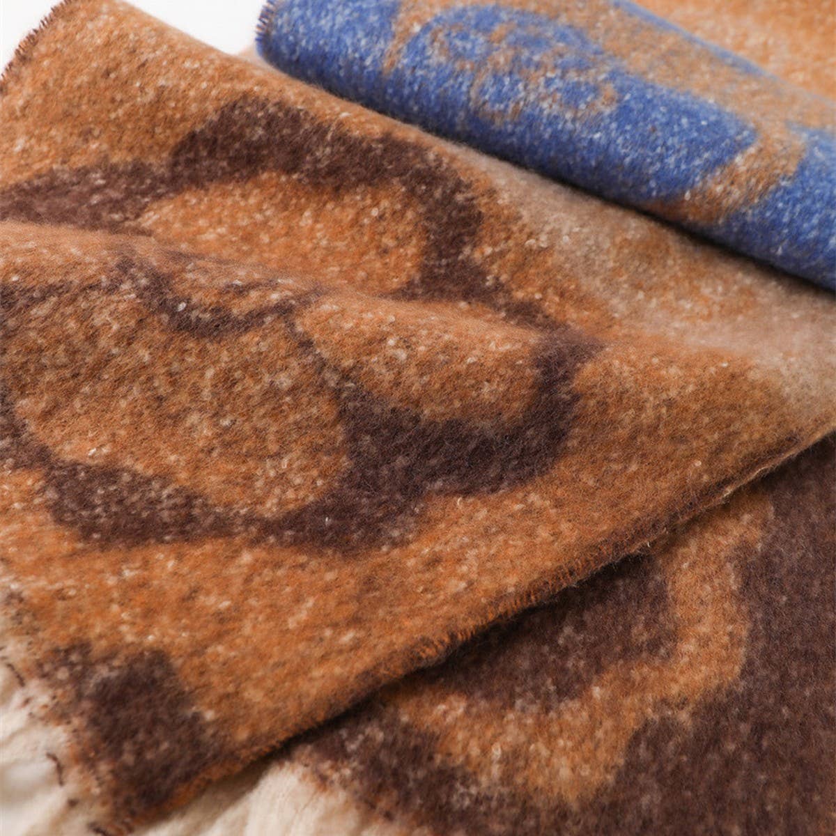 Vintage-Inspired Floral Wrap Scarf with Fringe