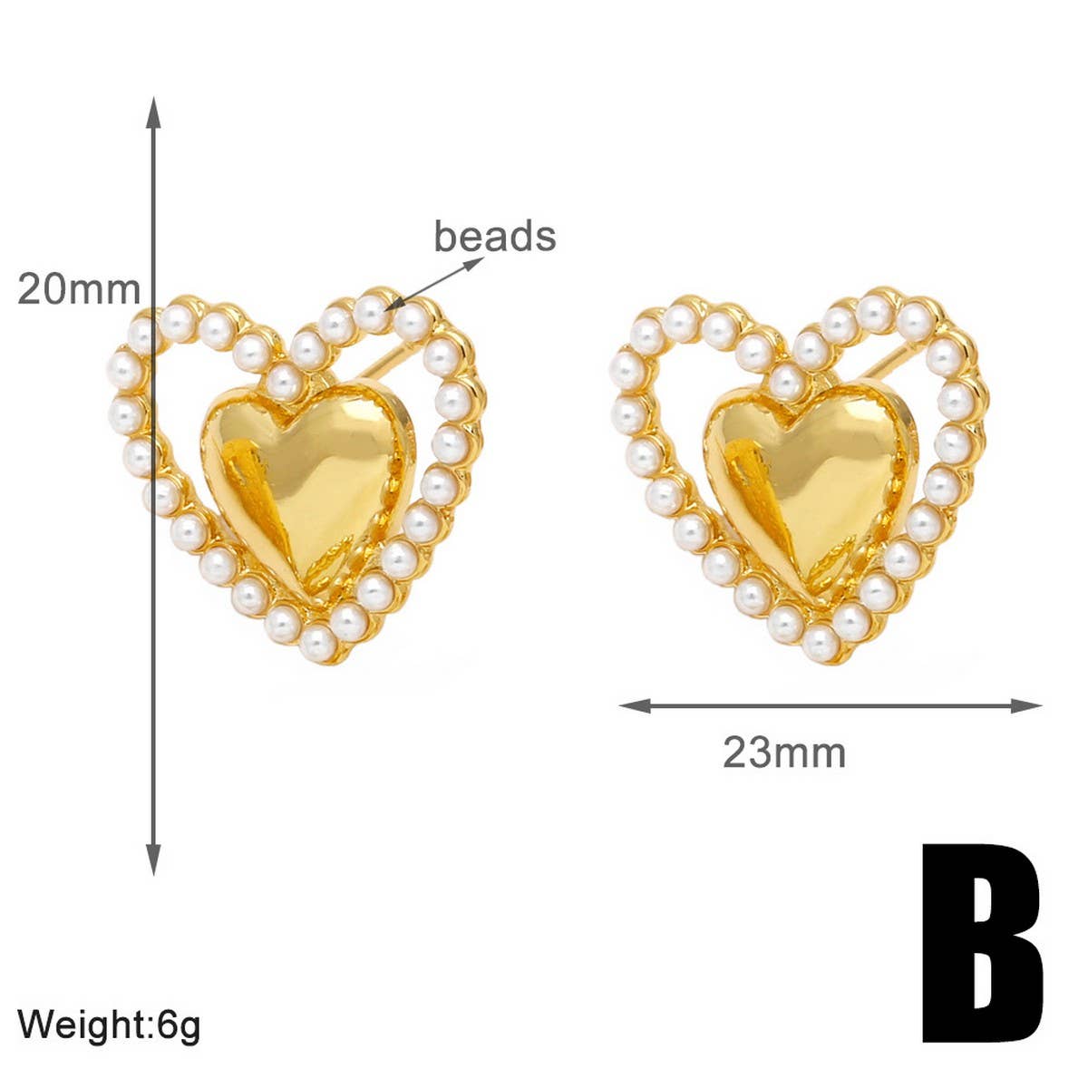 HEART SHAPED PEARL GOLD-PLATED EARRINGS