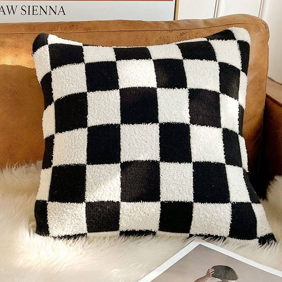 Houndstooth Embroidered Abstract Pillow Cover Decor
