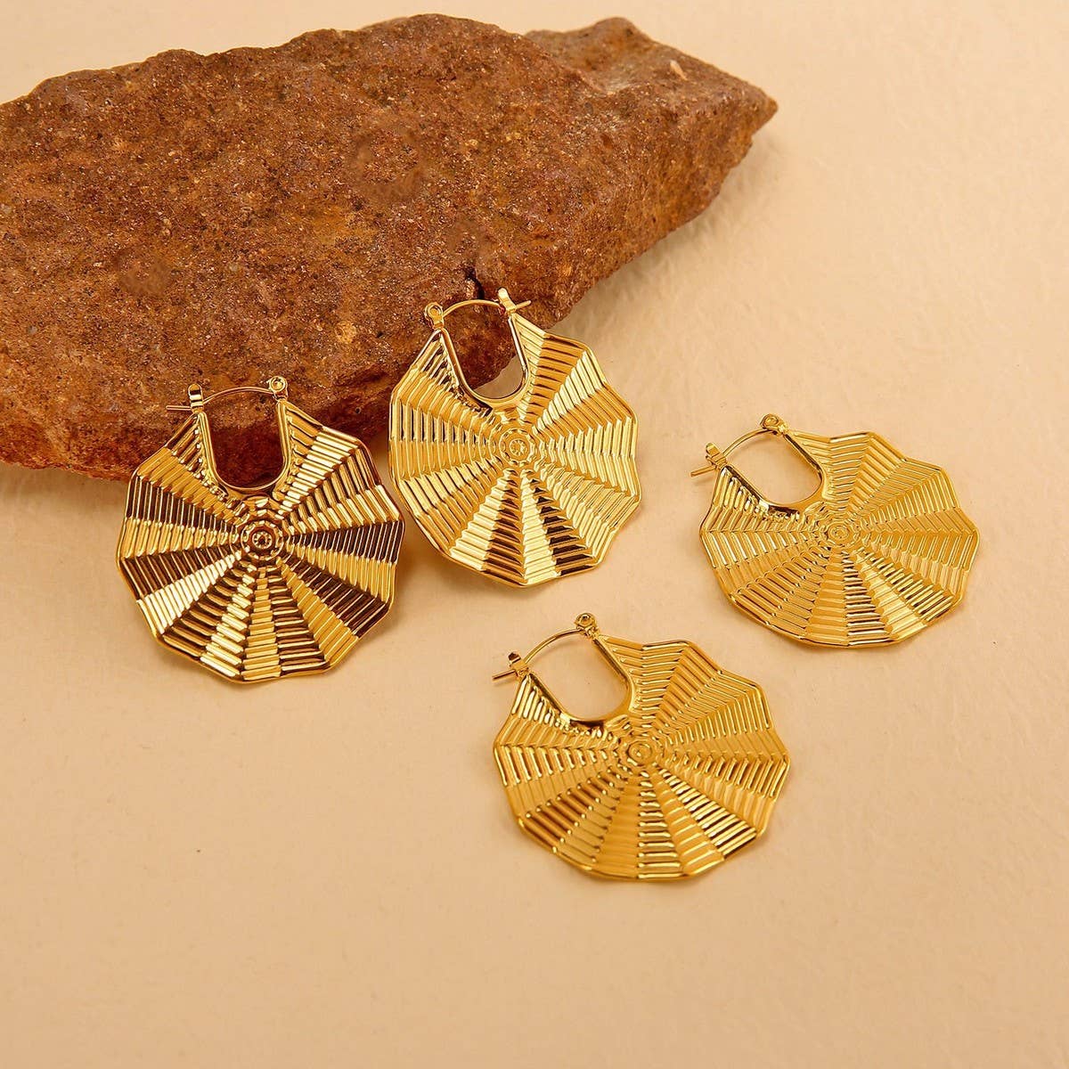 Titanium Steel Wave Mesh Bold Stud Earrings