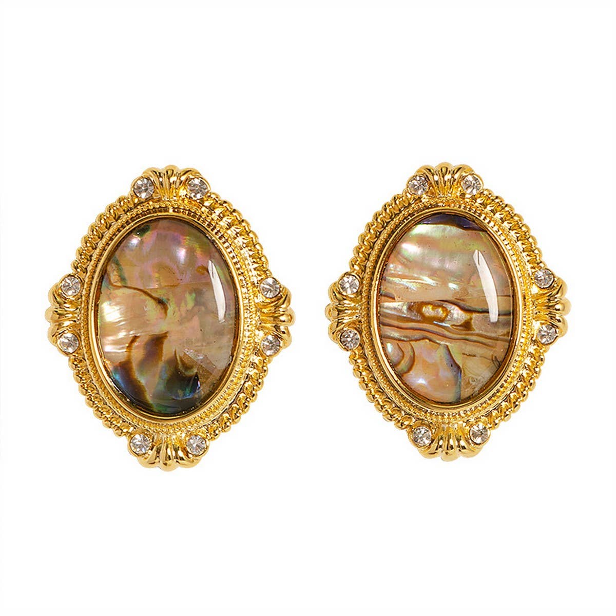 COLORFUL ABALONE EARRINGS WITH DIAMONDS AND ZIRCON