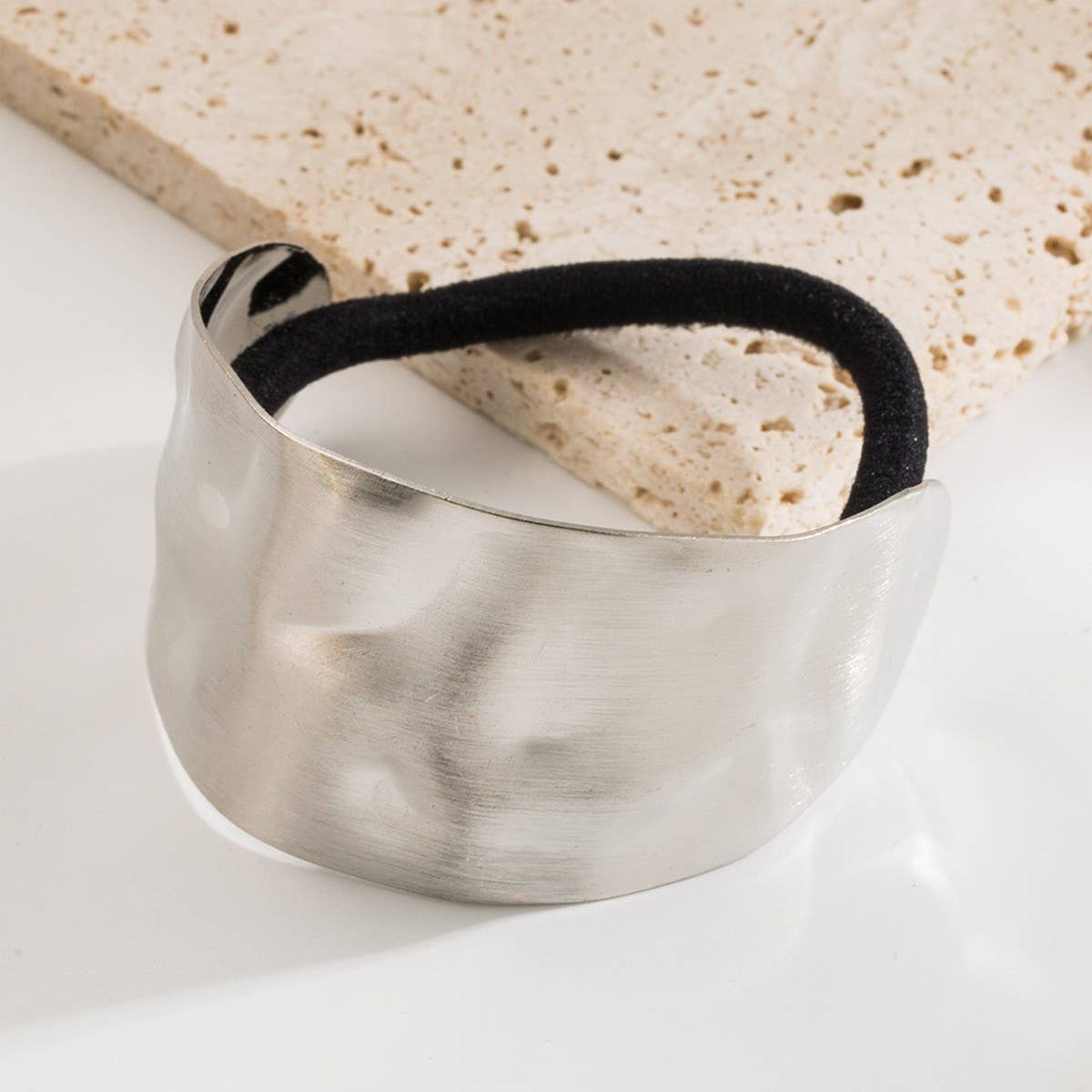 Minimalist Brushed Metal Hair Tie for Women