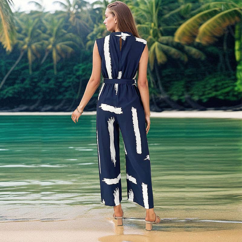 sleeveless printed jumpsuit