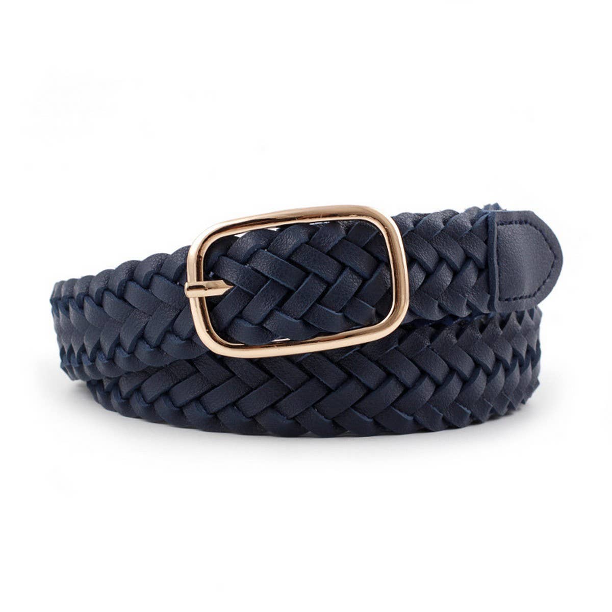 CWABE0385_SQUARE BUCKLE HANDWOVEN THIN BELT FOR WOMEN