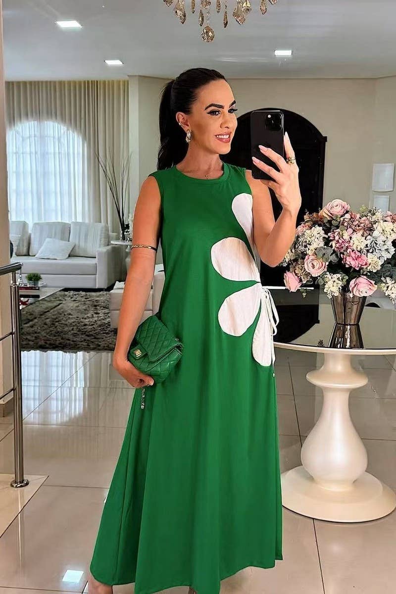 CWDMD5838_SLEEVELESS FLORAL PRINT BODYCON TANK DRESS