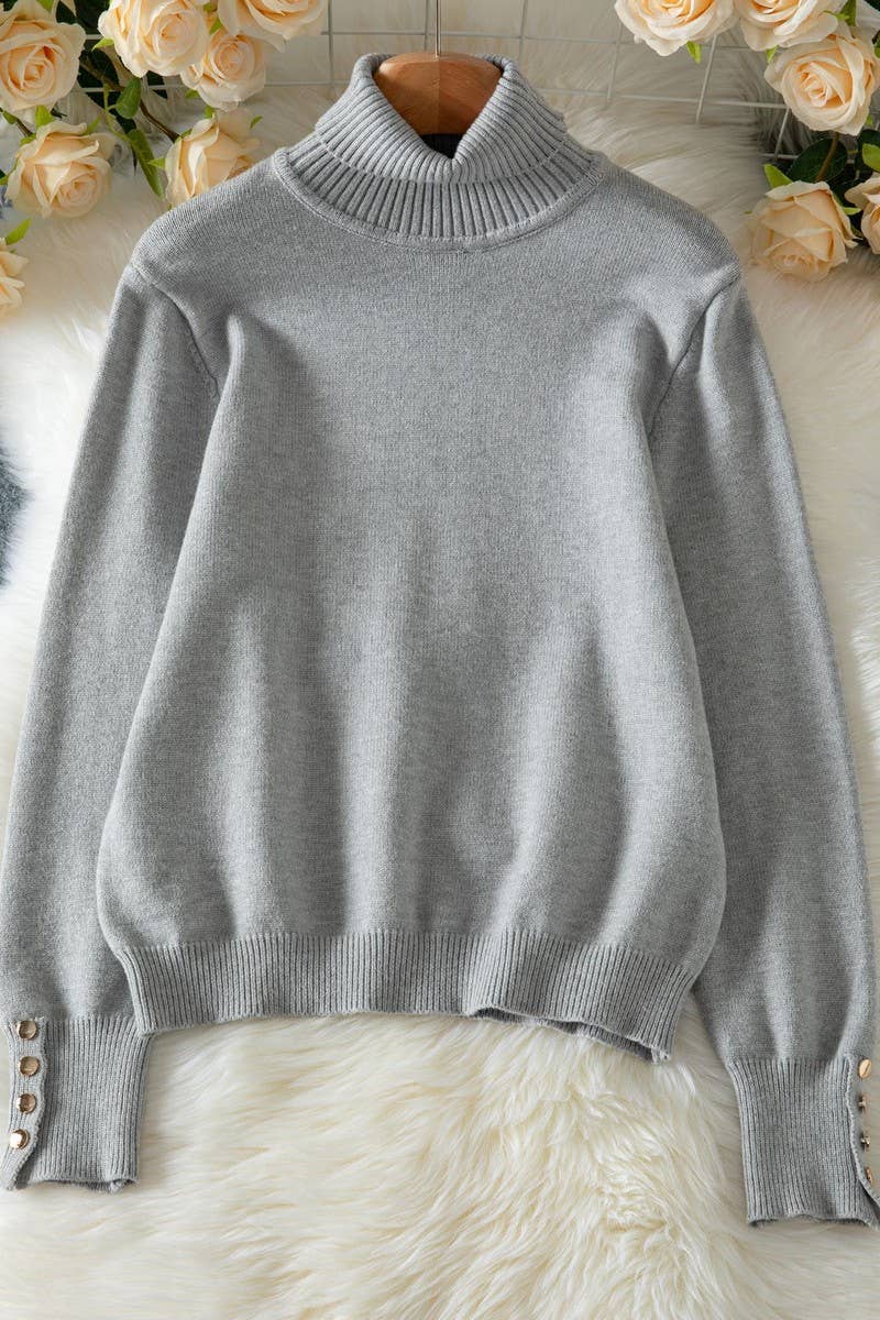 CWOSWL07458_TURTLENECK BUTTON-DOWN PULLOVER SWEATER