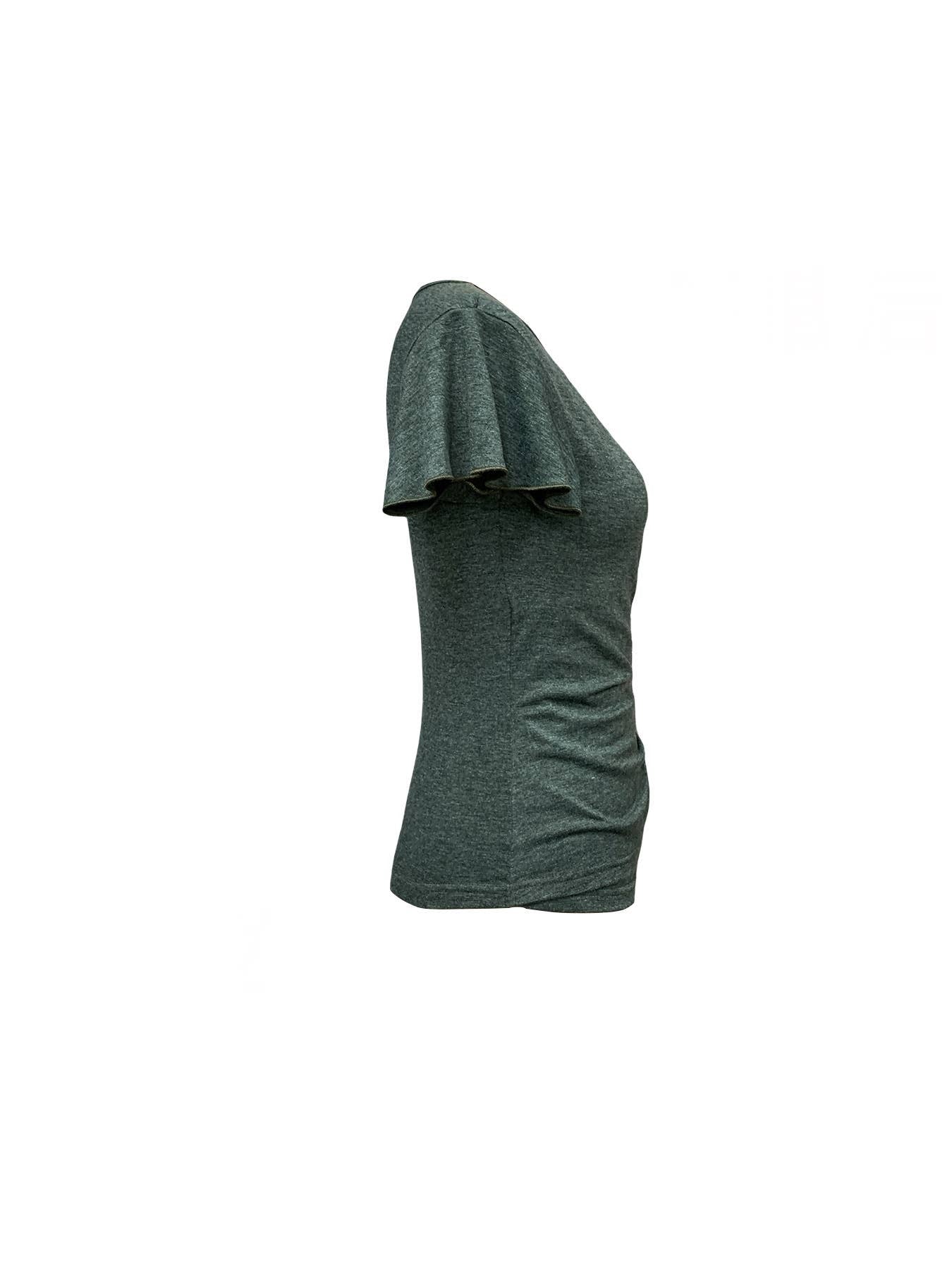 STYLISH SOLID COLOR BUTTONED V-NECK TOP