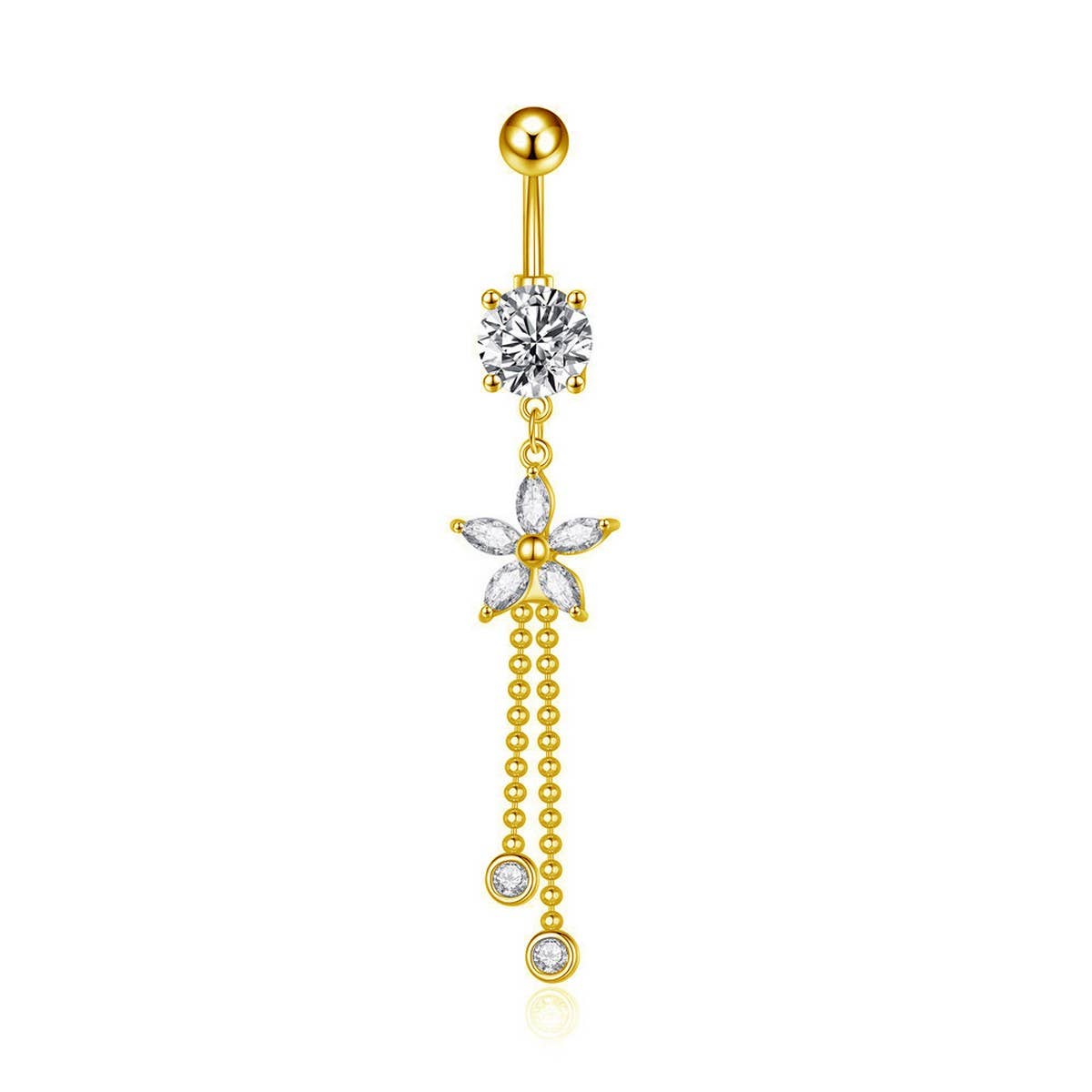 Tassel Flower Petal Stainless Steel Belly Ring