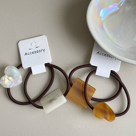 GEOMETRIC SQUARE FASHION HEART HAIR SCRUNCHIES