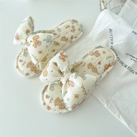 BIRTHDAY DOG BOWKNOT WOMEN'S HOME SLIPPERS_CWMM2971