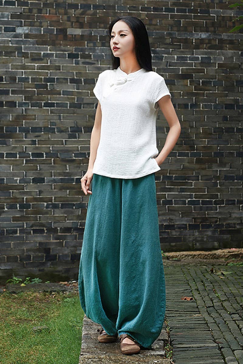 CWBLP1375_COTTON AND LINEN WASHED LOOSE CASUAL BLOOMERS