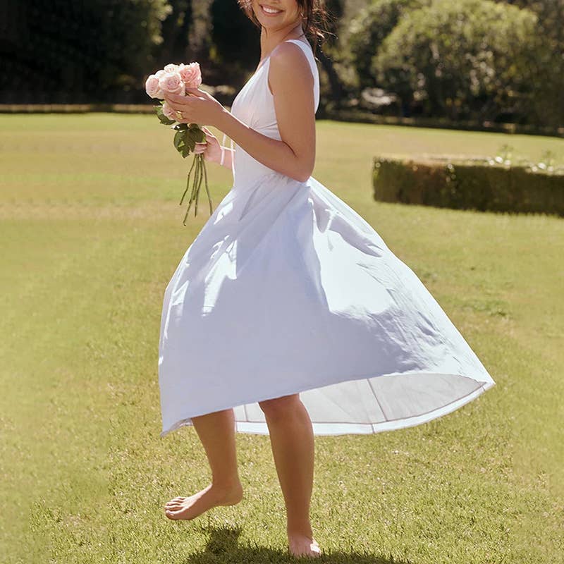 STYLISH SOLID COLOR BACKLESS HIGH-WAISTED DRESS