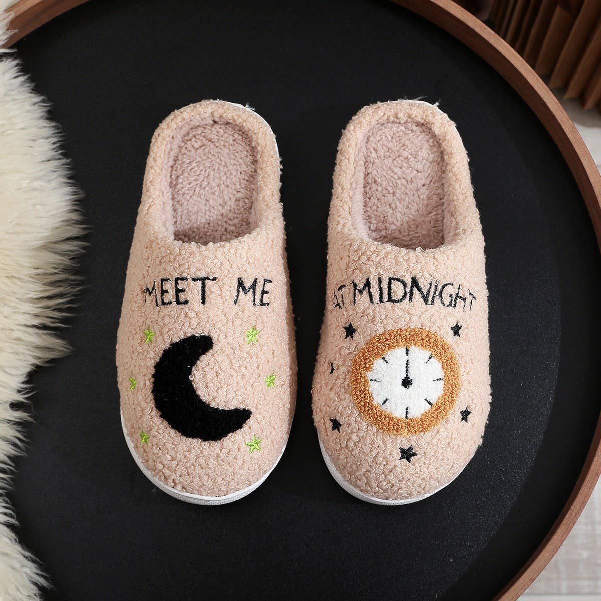 HOME SLIPPERS MOON CLOCK INDOOR COTTON SLIPPERS