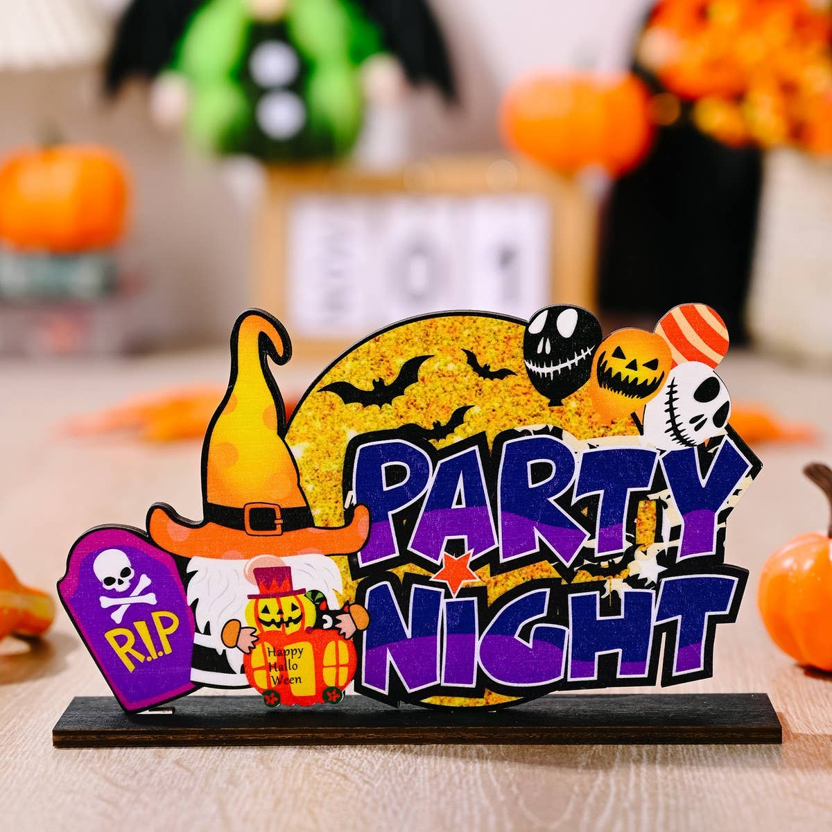 CWMM10259_HALLOWEEN WOODEN TABLETOP HOME DECORATION