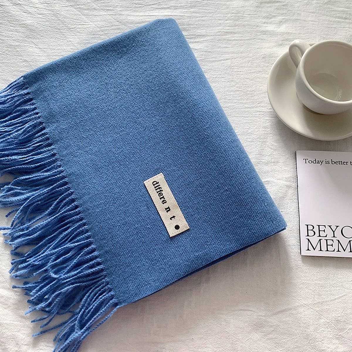 Colorblock Tassel Scarf - Thick Wrap for Students