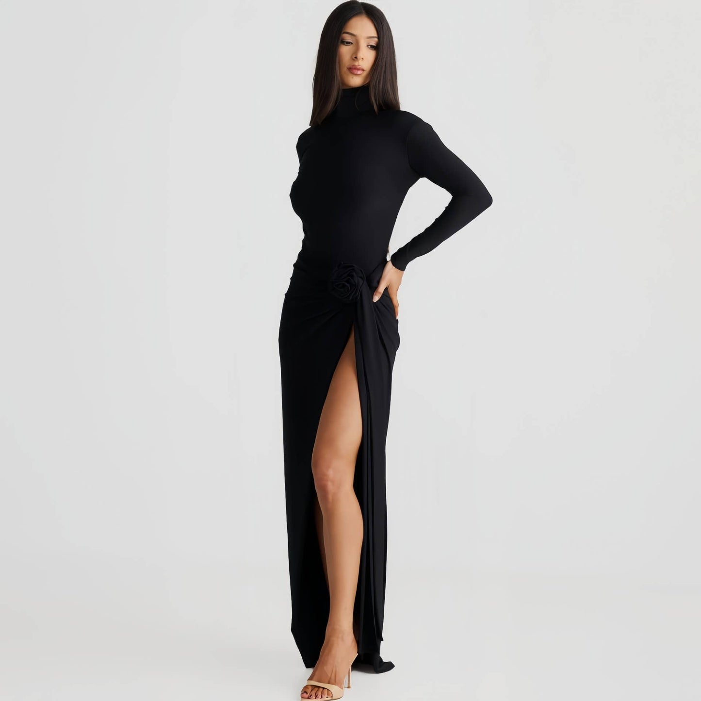 FASHION TURTLENECK HALTER JUMPSUIT SKIRT SUIT