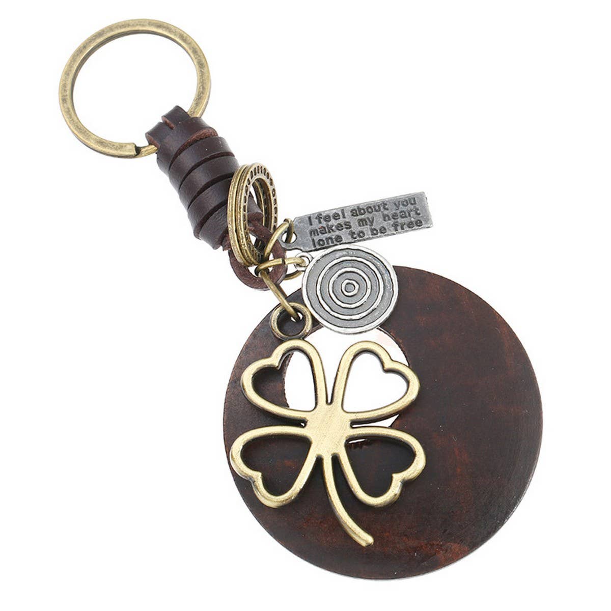 CREATIVE LOVE GRASS WOVEN LEATHER KEYCHAIN