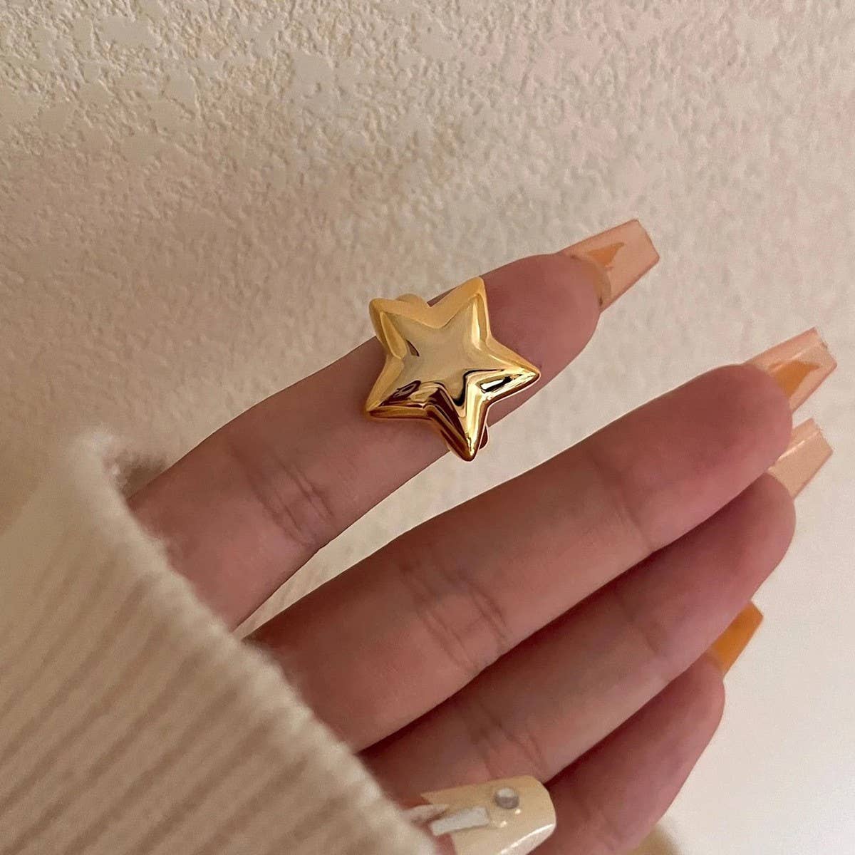 SIMPLE AND HIGH-END FIVE-POINTED STAR OPEN RING
