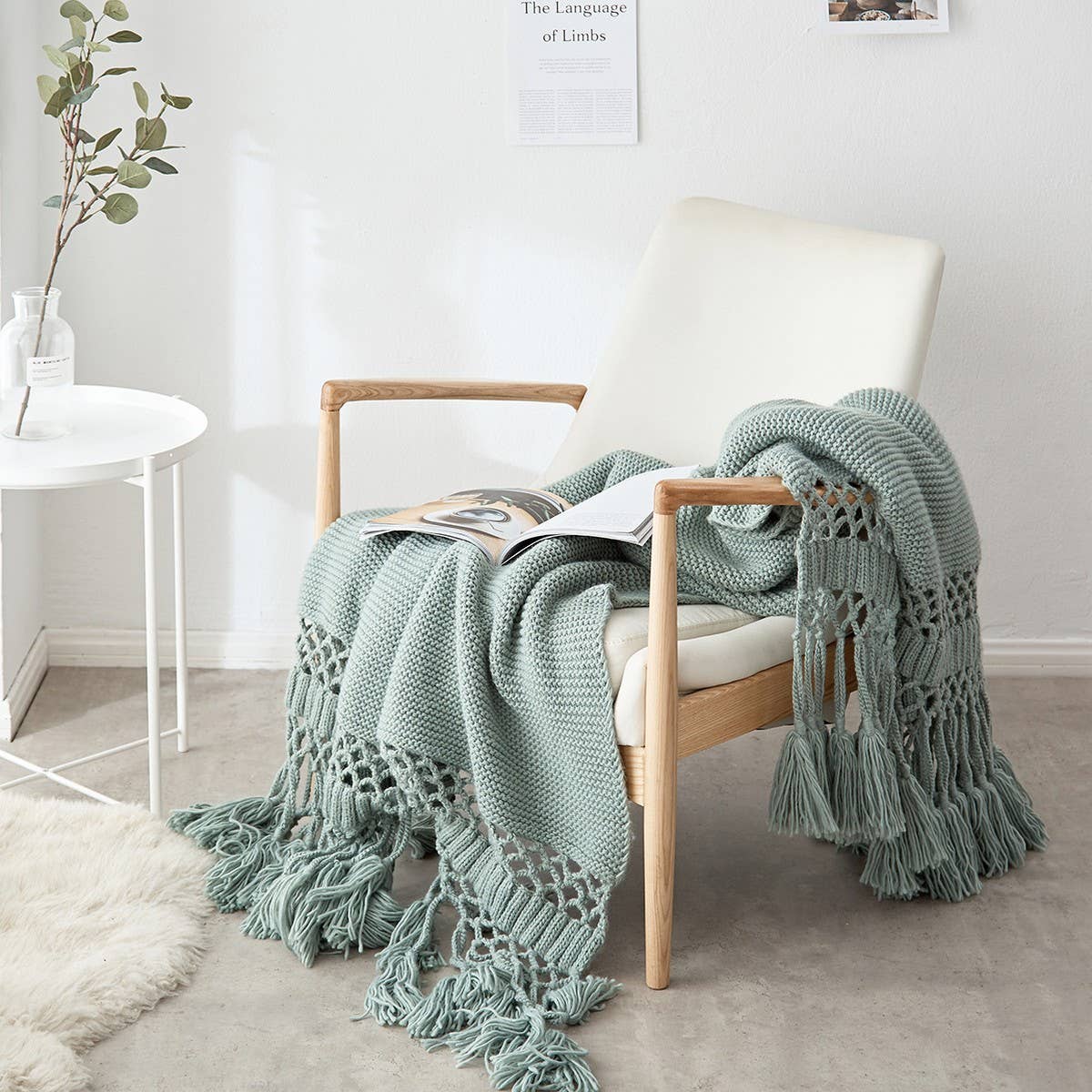SOLID COLOR HOLLOW TASSEL HAND-KNITTED BLANKET_CWMM2369