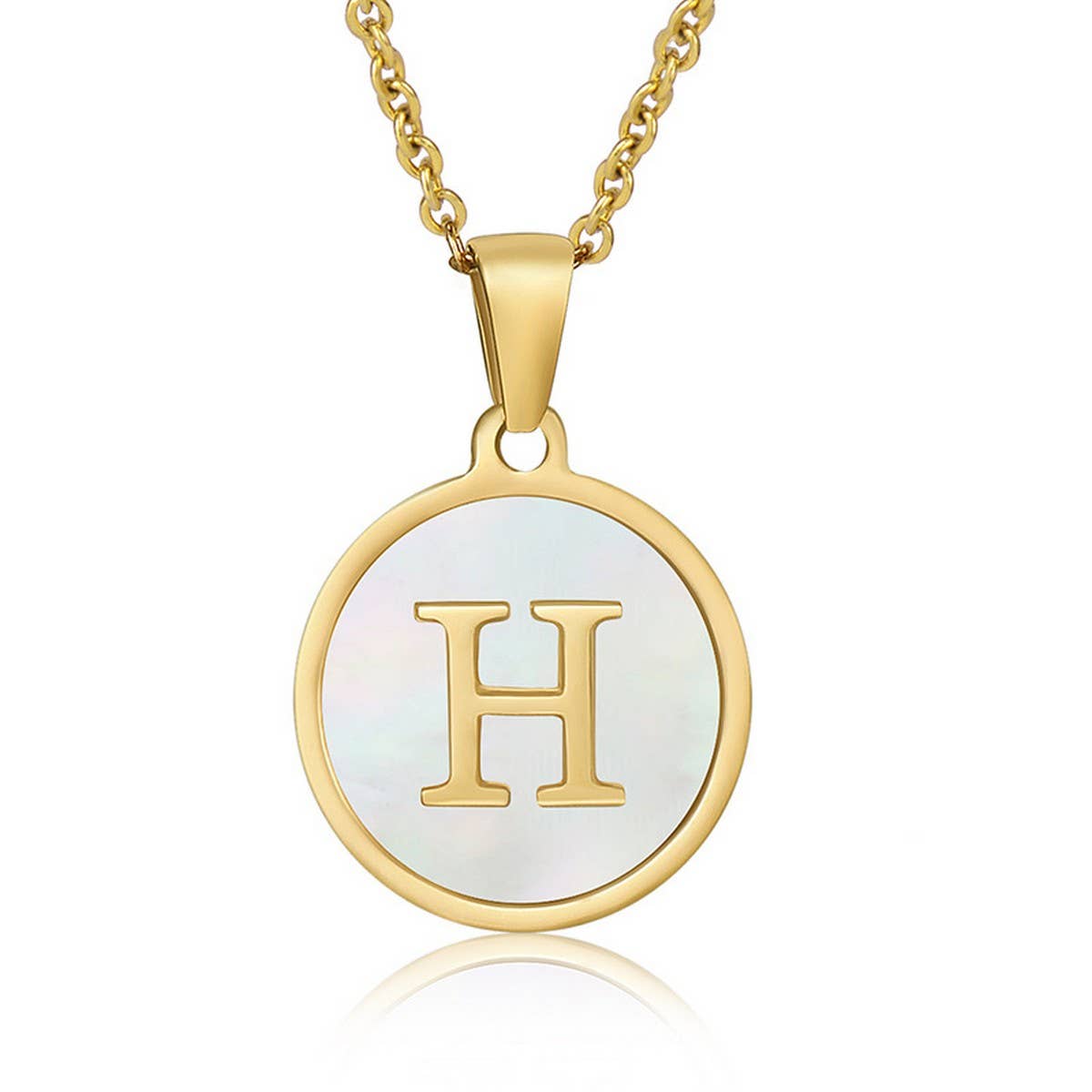CIRCULAR SHELL ENGLISH LETTER PENDANT NECKLACE