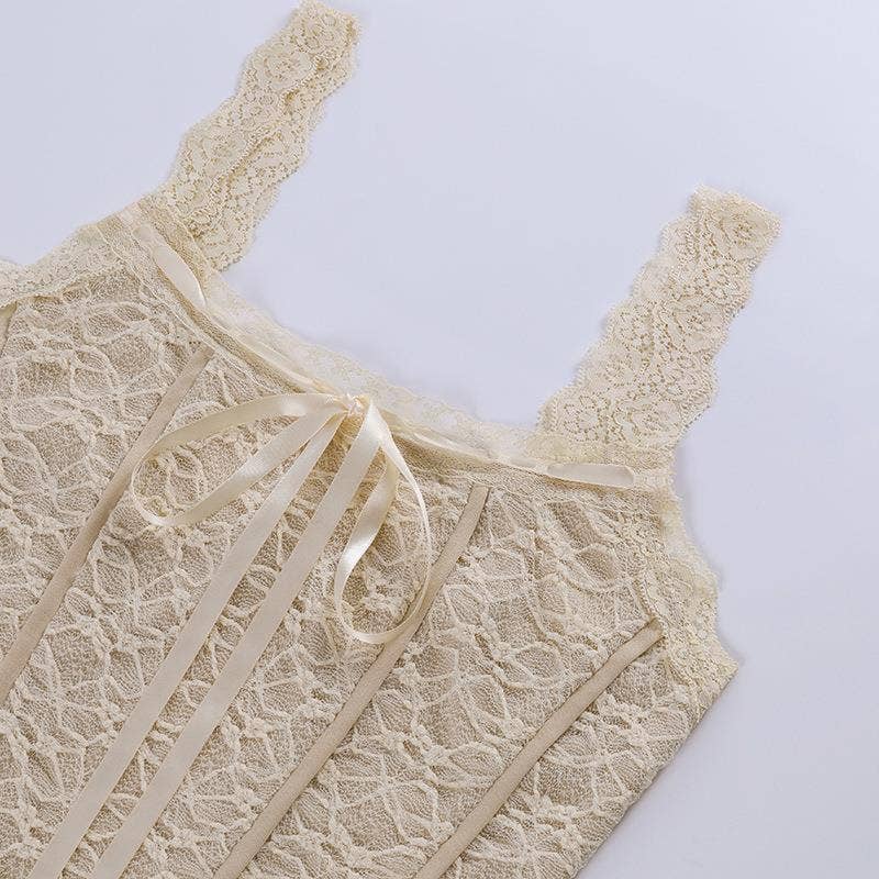 Solid Lace Trim Fitted Camisole Tank Top