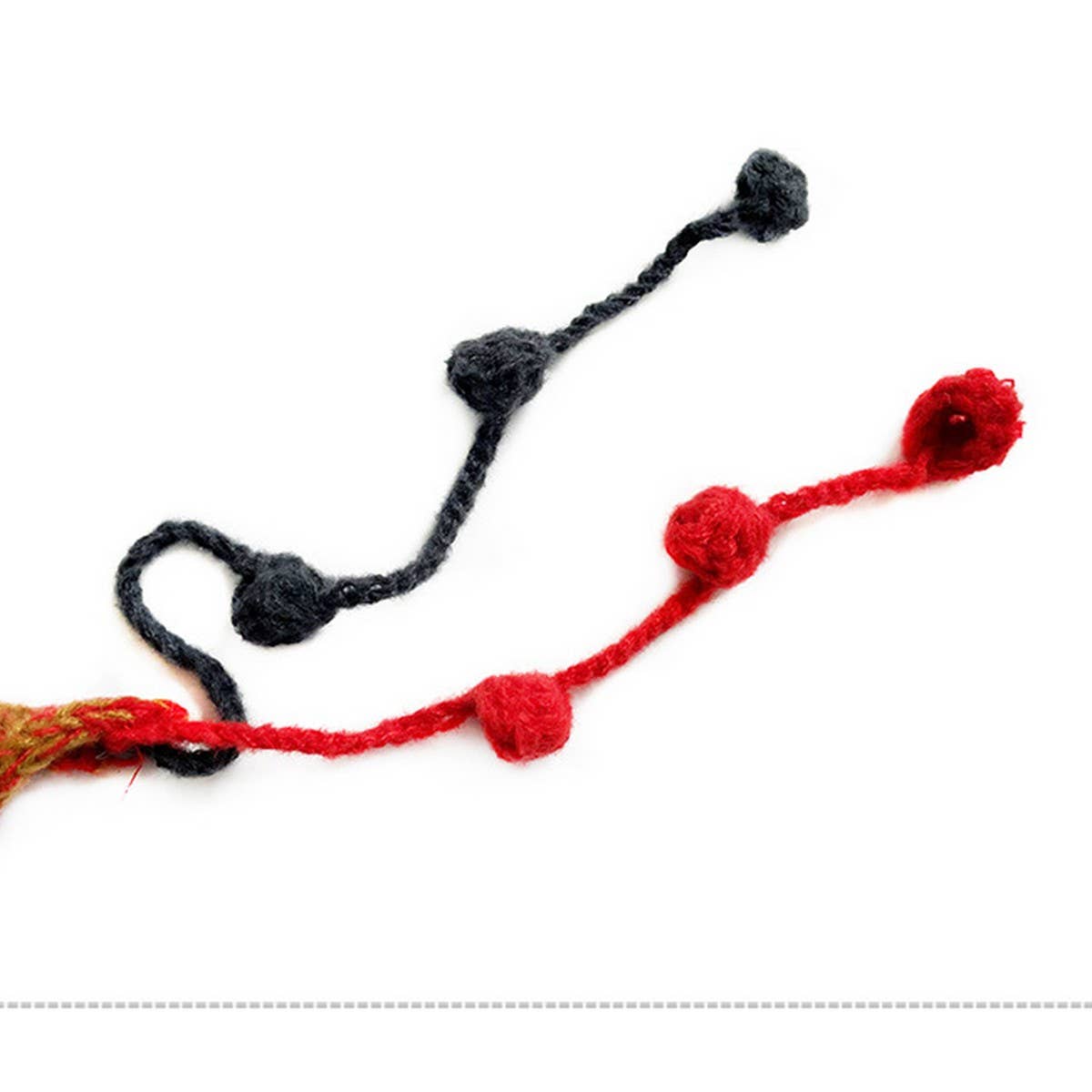 COLORFUL BALL EARFLAP LACE-UP TASSEL KNITTED HAT_CWAH2061