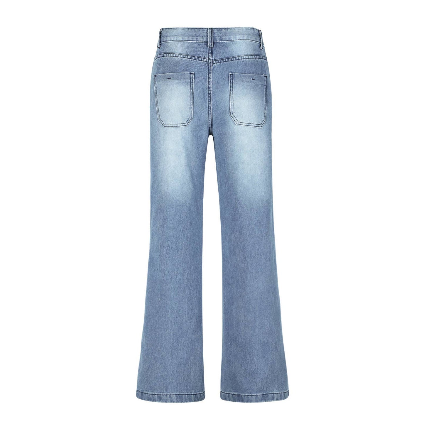 High-waisted, loose and wide-leg basic jeans