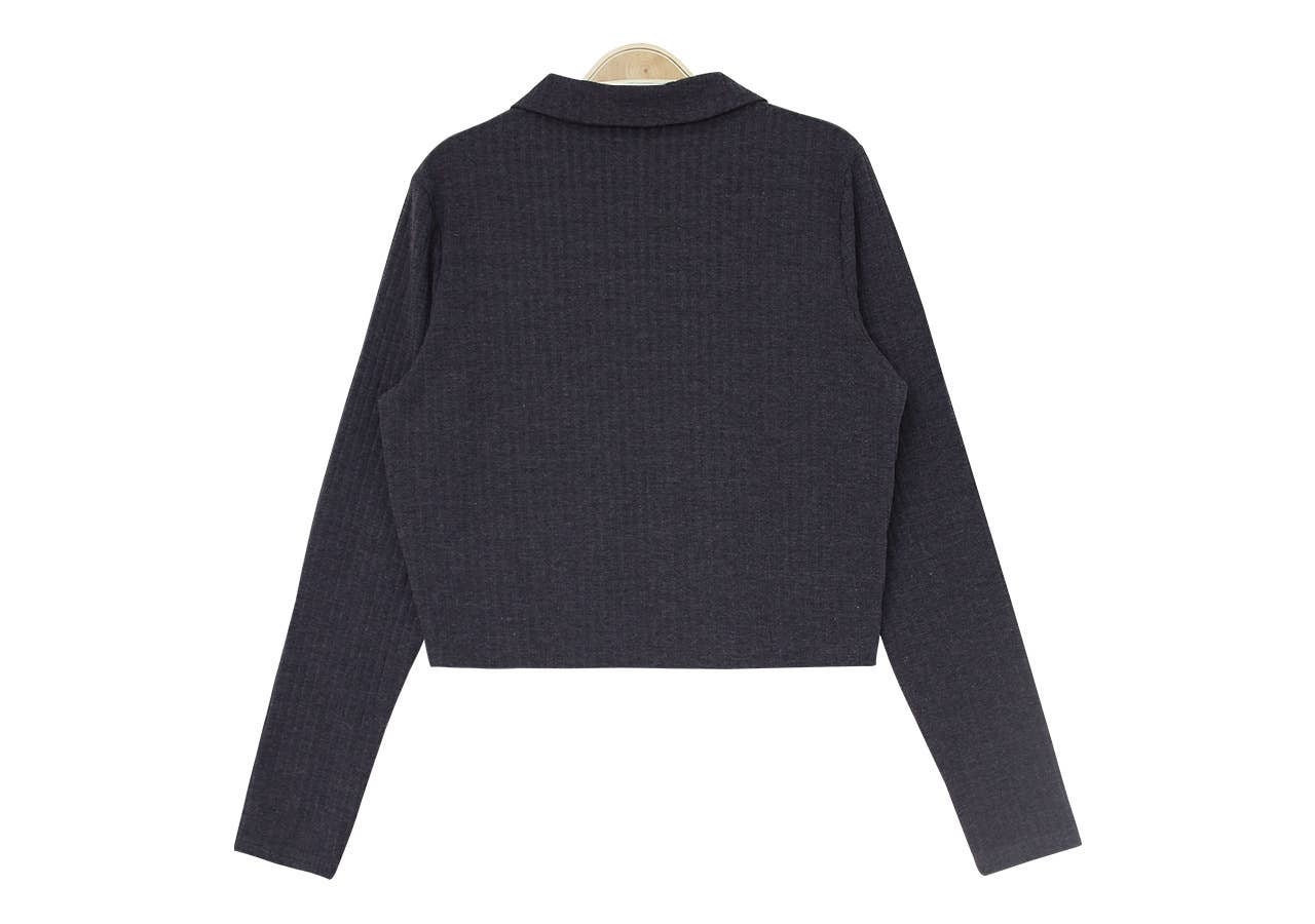 LAPEL LONG SLEEVE SLIMMING PULLOVER BASE