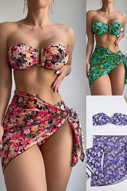 CWMW0796_METAL U-SHAPED THREE PIECE SWIMSUIT SET