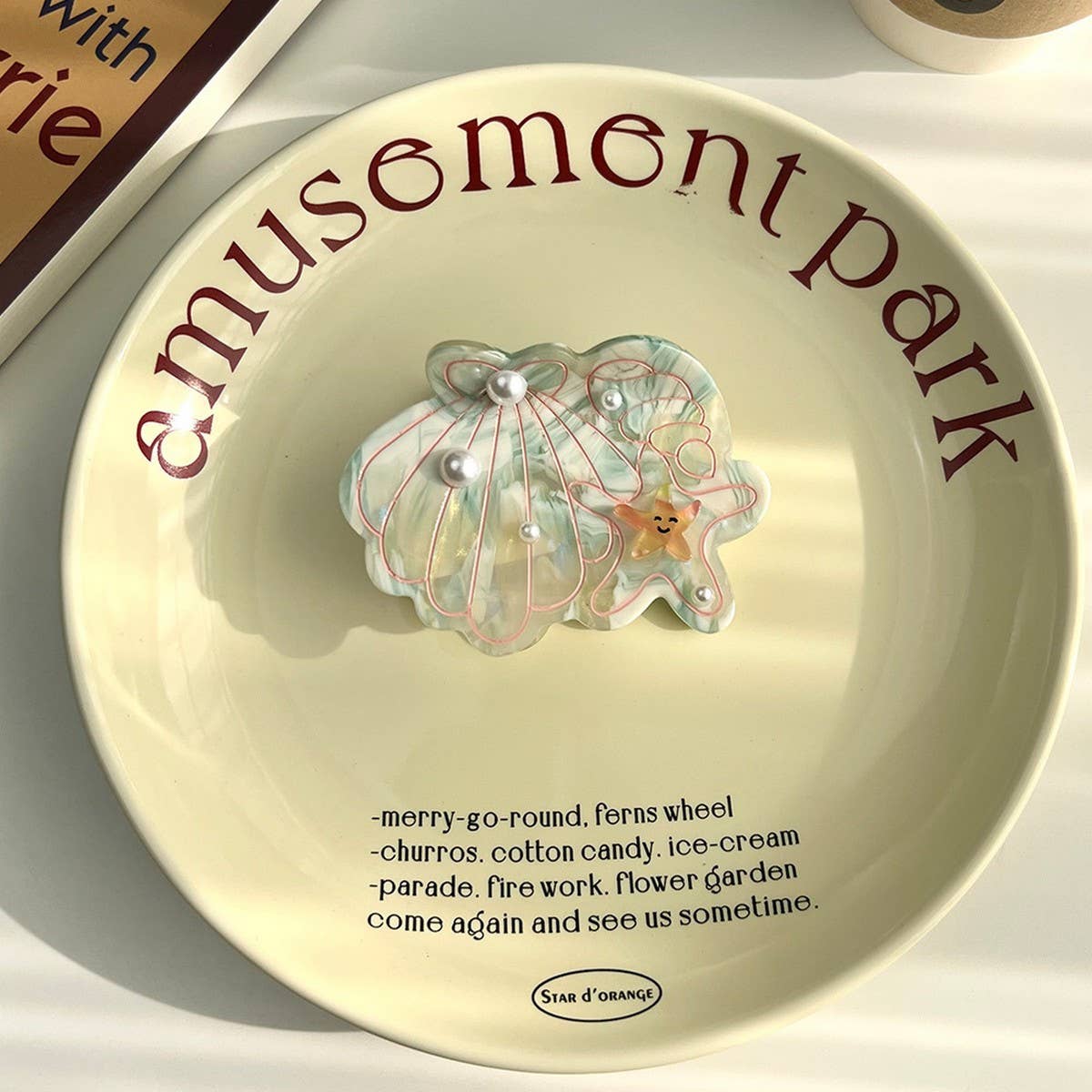 Ocean Shell & Starfish Hair Claw, Pearl Shark Clip_CWAHA5898